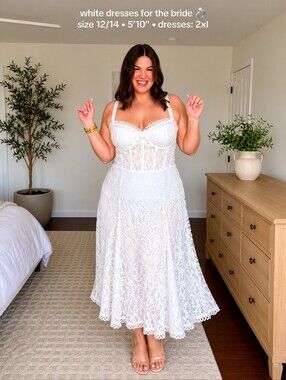 Bella Barnette White Lace  Slip Dress - Romantic Lace‎ A-Line